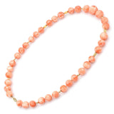 Vintage 14K Yellow Gold Angel Skin Coral Beaded Strand Necklace + Box