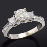 Vintage 14K White Gold 1.55 TCW Diamond Three-Stone Band Ring