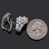 Vintage 18K White Gold 3.78 TCW Diamond Floral Omega Back Earrings