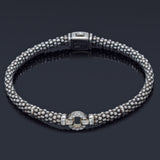 LAGOS Enso Sterling Silver Diamond Circle Caviar Bracelet 6 mm