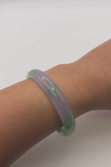 GIA Cert Translucent Variegated Green & Purple Jadeite Jade Bangle Bracelet