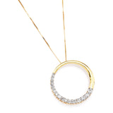 Vintage 14K Gold 0.44 TCW Diamond Circle Love is a Journey Pendant Necklace