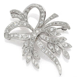 Vintage 14K White Gold 1.48 TCW Diamond Floral Pendant Brooch Pin