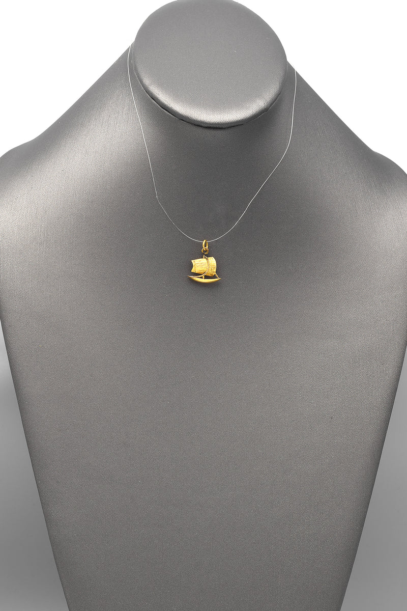 Vintage 14K Yellow Gold Sailboat Charm Pendant