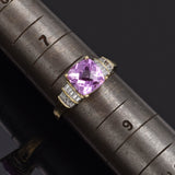 Vintage 10K Yellow Gold Pink Sapphire & Diamond Band Ring