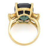 Vintage PacG 14K Gold 14.37Ct Green Tourmaline & 1.08TCW Diamond Cocktail Ring