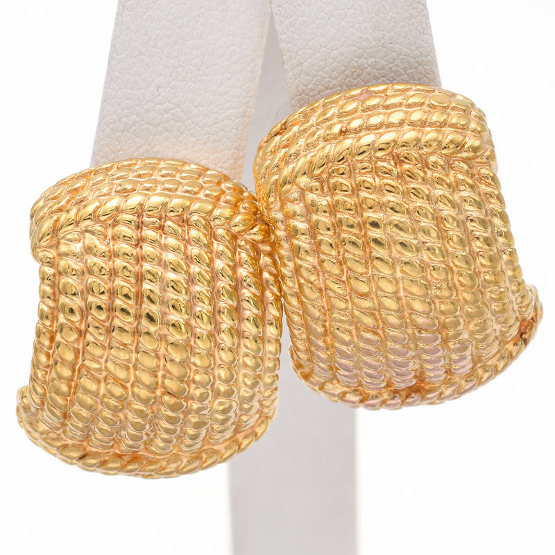 Vintage H.W. BURDICK CO. 14K Yellow Gold Italy Cable Omega Back Drop Earrings