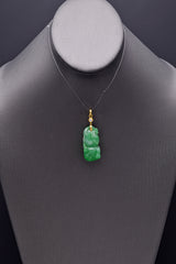 Vintage 18K Yellow Gold Green Jade & Diamond Carved Fruit Pendant 13.2 Grams