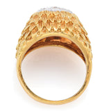 Vintage 18K Yellow Gold & Platinum 0.27 TCW Diamond Signet Band Ring