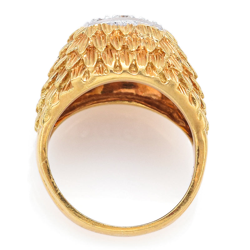 Vintage 18K Yellow Gold & Platinum 0.27 TCW Diamond Signet Band Ring
