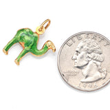 Vintage 18K Yellow Gold Green Enamel Camel Charm Pendant