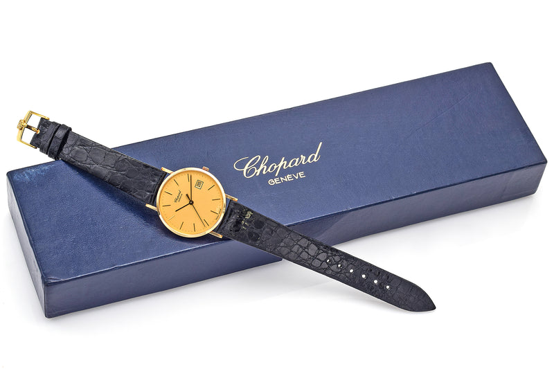 Vintage Chopard Geneve 18K Yellow Gold Quartz Men's Date Watch Ref. 1094 + Box