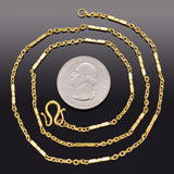 Vintage 24K Yellow Gold Link Bar Chain Necklace 2 mm 13.6 Grams 18.75 Inches