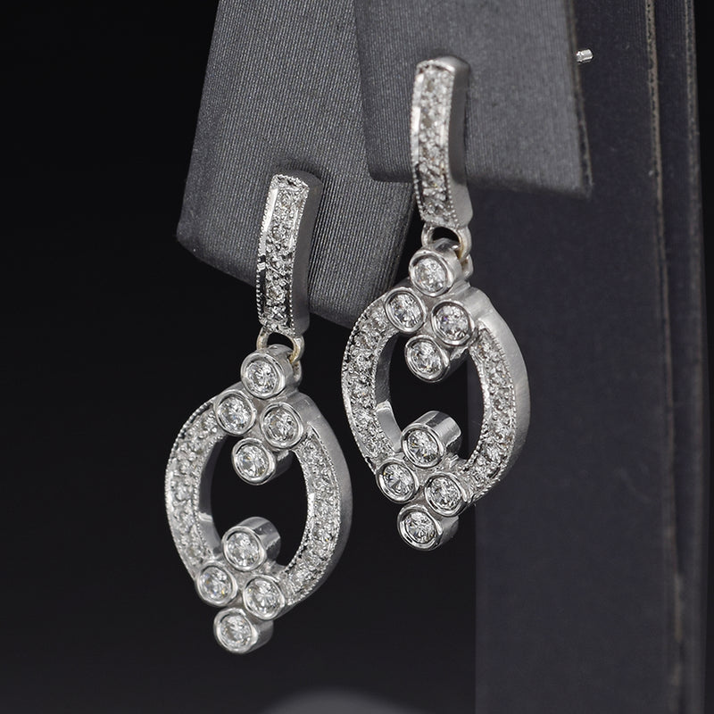 Leslie Greene 18K White Gold 0.87 TCW Diamond Dangle Earrings