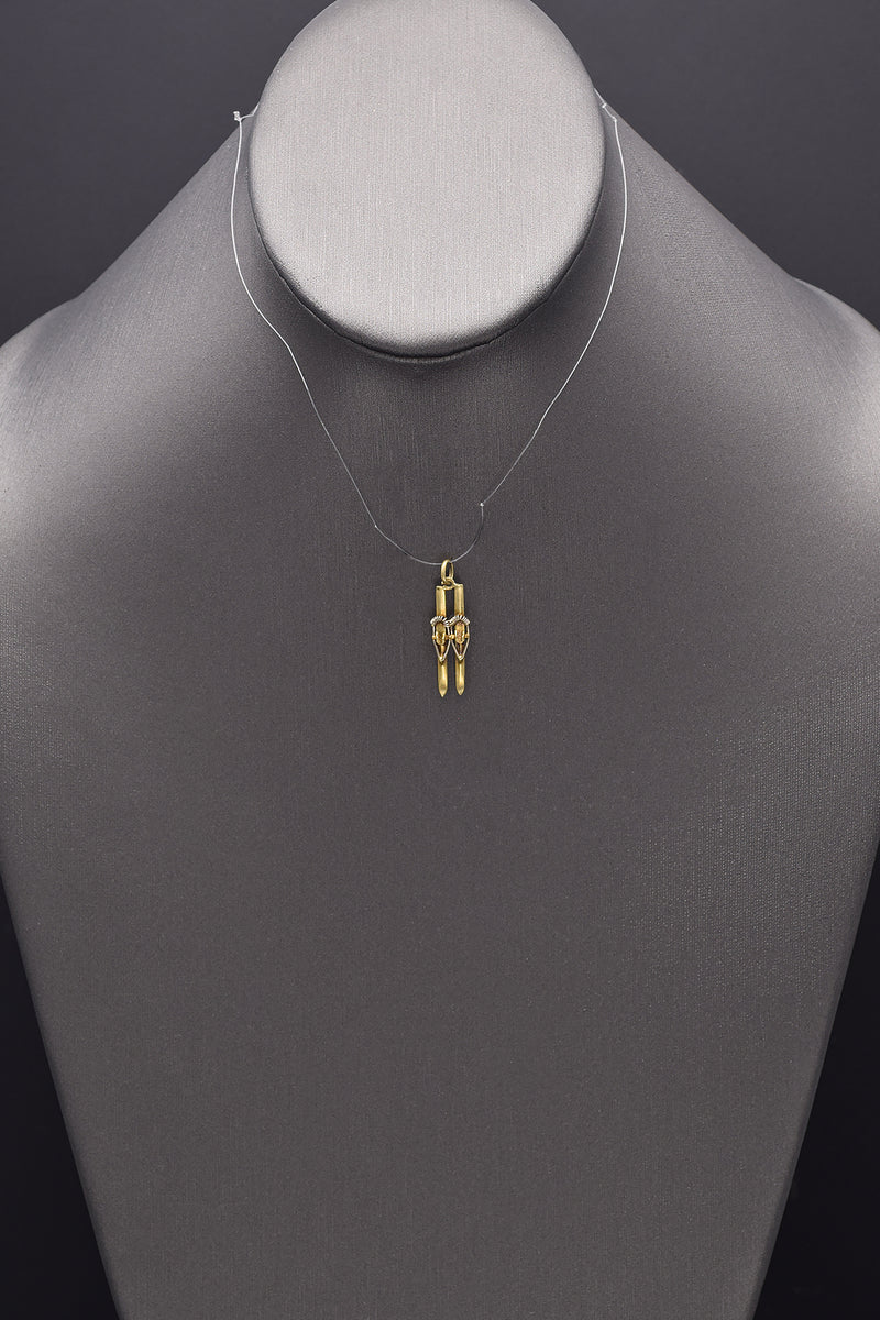 Vintage 14K Yellow Gold Ski Charm Pendant 1.1 Grams