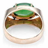 Vintage 14K Yellow Gold 2.61 Ct Green Jade & Diamond Band Ring