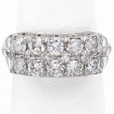 Vintage 14K White Gold 1.82 TCW Multi-Row Diamond Band Ring