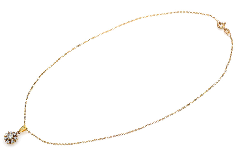Vintage 14K Yellow Gold 0.45 TCW Diamond Pendant GF Chain Necklace