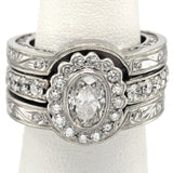 Vintage Platinum 2.69 TCW Diamond Soldered 3 Piece Ring Set 22.2 Grams Size 4