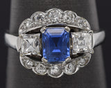 GIA Certified Antique 14K Gold Natural Sapphire &0.92TCW Diamond Band Ring 4.53G