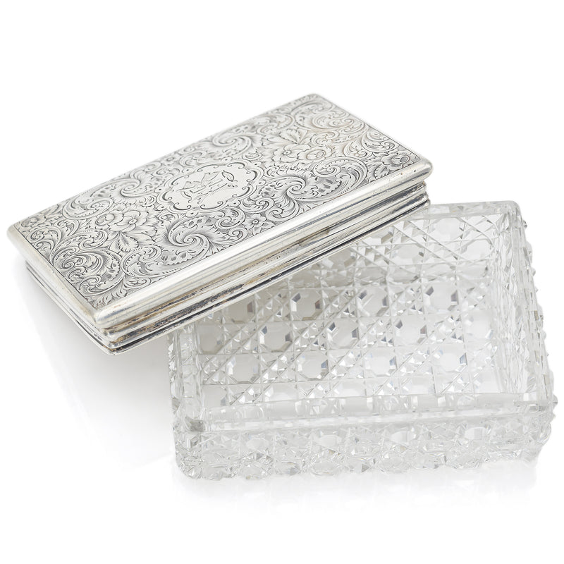 Antique Victorian Jenner & Knewstub Sterling Silver Crystal Vanity Box