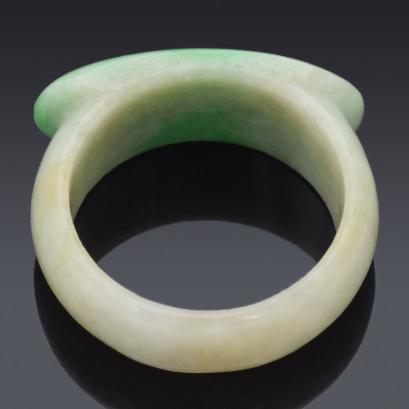 Vintage Translucent Green Jade Saddle Band Ring