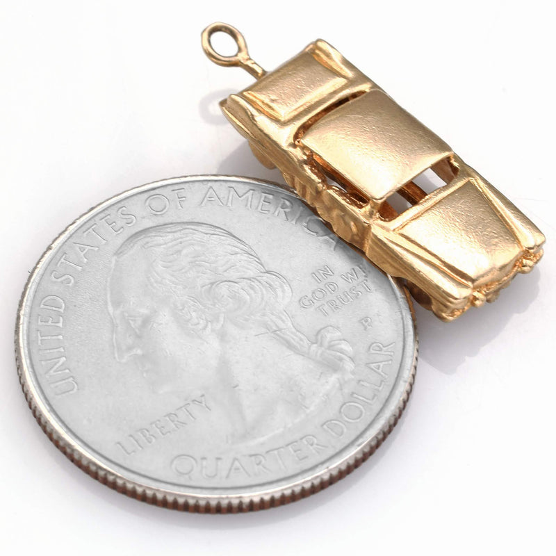 Vintage 14K Yellow Gold Car Charm Pendant