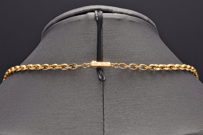 Vintage 18K Yellow Gold French Circle Link Chain Necklace 8.1 Grams