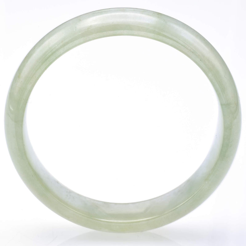 Vintage Translucent Green Jade Wide Bangle Bracelet