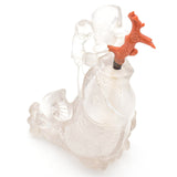 Antique Chinese Clear Quartz & Red Coral Carved Koi Fish Snuff Bottle 282.6 Gr