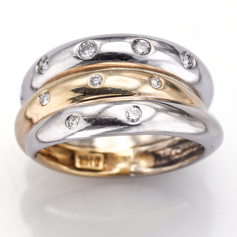 Vintage 14K White & Yellow Gold Diamond Soldered Band Ring Set
