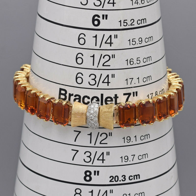 Vintage 14K Gold Bracelet 38.41 TCW Citrine & Diamond Tennis Bracelet 37G G/H VS