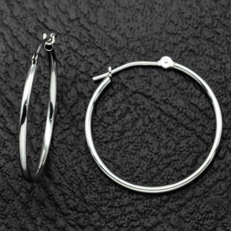 Vintage 10K White Gold 1.5 mm Hoop Earrings