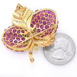 Vintage 22K Gold 18.24TCW Ruby, Diamond & Emerald Strawberry Brooch