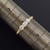 Antique 14K Yellow Gold 0.42 TCW Old Euro Diamond Three-Stone Band Ring