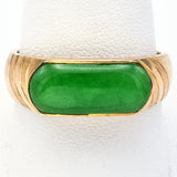 Vintage 18K Yellow Gold Imperial Green Jade Saddle Band Ring