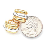 Vintage Italian 18K Yellow & White Gold Ribbed Omega Back Drop Earrings