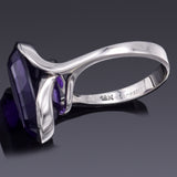 Vintage 18K White Gold 8.68 Ct Amethyst Cocktail Ring 7.7 Grams