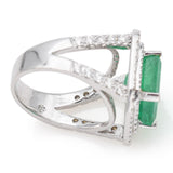 Vintage 14K White Gold 4.02 Ct Emerald & 1.24 TCW Diamond Cocktail Ring 7.4G