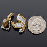 Vintage Platinum & 18K Gold 2.31 TCW Diamond Floral Clip on Earrings