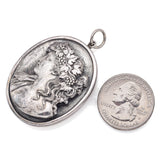 Vintage Henryk Winograd HW 999 Fine Silver Repoussé Woman Grape Vine Pendant Md