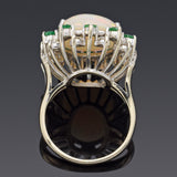 Vintage 14K White Gold 6.99 Ct Opal, Emerald & 0.40 TCW Diamond Cocktail Ring