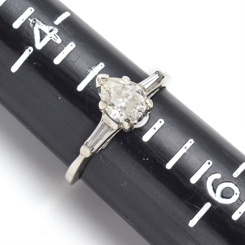 Vintage 14K White Gold 0.63 Ct Diamond Three-Stone Band Ring