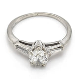 Vintage 14K White Gold 0.63 Ct Diamond Three-Stone Band Ring