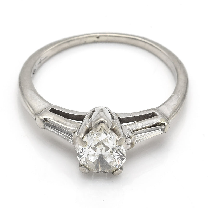 Vintage 14K White Gold 0.63 Ct Diamond Three-Stone Band Ring