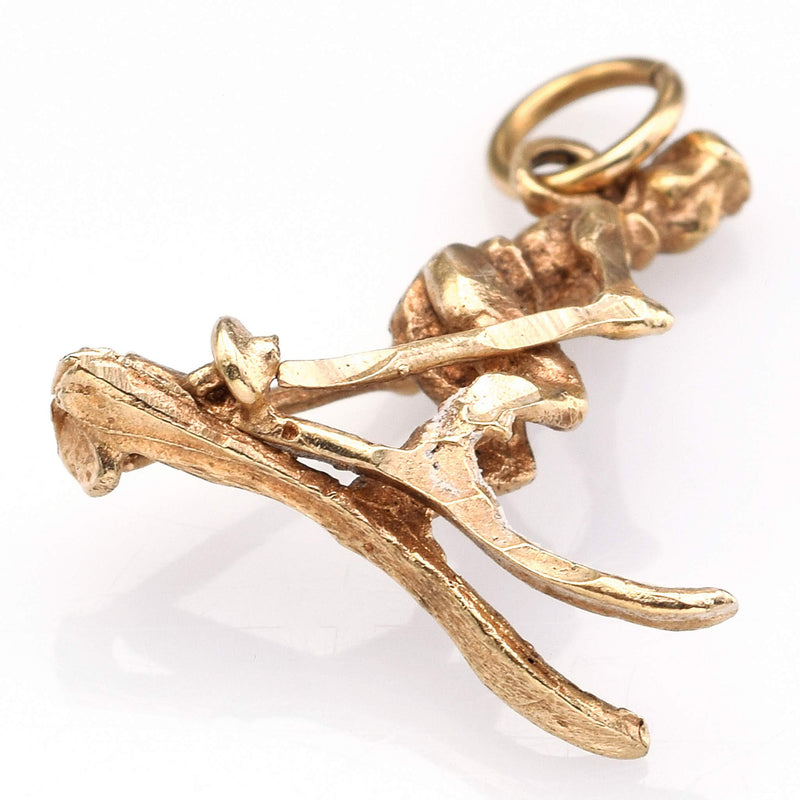 Vintage 14K Yellow Gold Ski Racer Charm Pendant