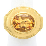Vintage 19K Yellow Gold 7.08 Carats Citrine Cocktail Ring 18.9 Grams Size 5