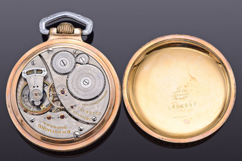 Antique Elgin B.W. Raymond 19J Size 16 Two-Tone Railroad Case Pocket Watch *Rare