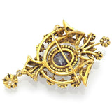 Antique Victorian 14K Gold Sea Pearl & Onyx Brooch Pin Pendant 11.6 Grams