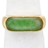Vintage 14K Yellow Gold Green Jade Saddle Band Ring 3.3 Grams Size 5.25